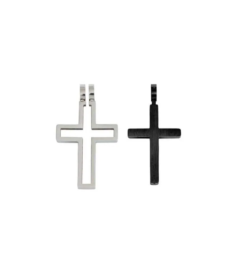 Praisent 2 delt Kors med kæde, sølv og sort* Studentergaver|Gave-ideer