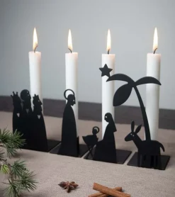 Pluto Adventsstage, julekrybbe i sort metal, kronelys* Adventsstager|Jul