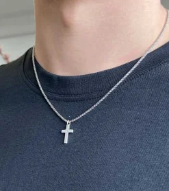 By Gabay , Herre Sølv Kors med kæde, 52 cm* Gave-ideer|Studentergaver