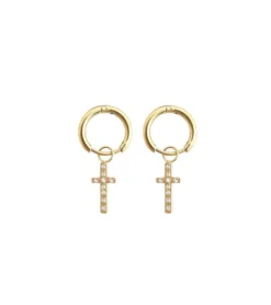 Praisent Creol ørering med kors, Guld, rustfri stål* Øreringe|Smykker