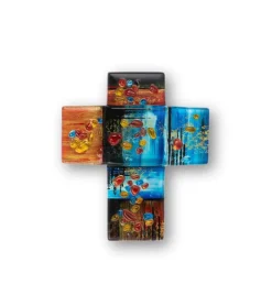 Gilde Farvet glaskors til væggen, 18 cm* Kors|Bolig