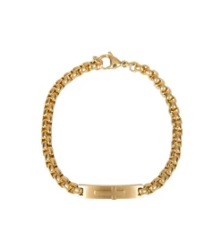 Praisent Herre-Armbånd med kors, Rustfri Stål, guld* Konfirmation|Gave-ideer