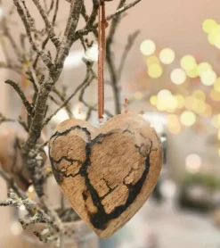 Gilde Hjerteophæng i mangotræ, 11 cm* Konfirmationshilsner|Kirker Og Foreninger