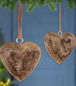 Gilde Hjerteophæng i mangotræ, 11 cm* Konfirmationshilsner|Kirker Og Foreninger
