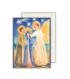Maria Laach Jule-Dobbeltkort med kuvert, Den hellige familie med engel* Jul|Højtider