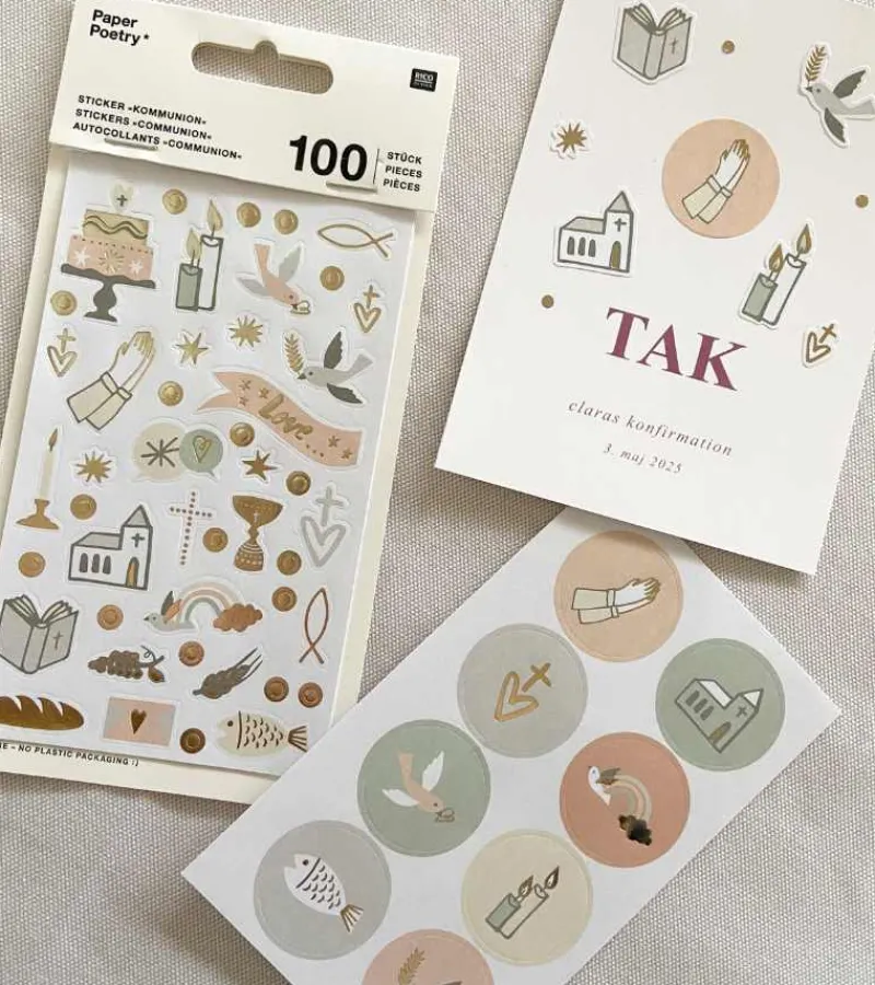 Rico Design Klistermærke Sæt, Dåb og konfirmation* Servietter Og Pynt|Papirvarer
