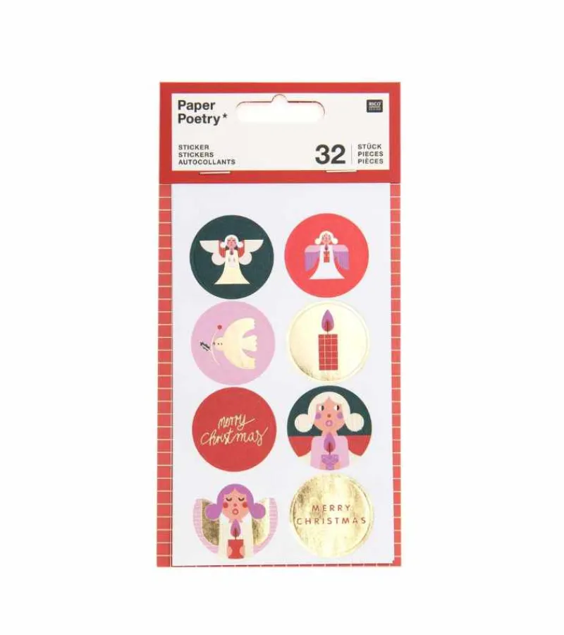 Rico Design Klistermærke Sæt, Runde julemotiver* Servietter Og Pynt|Papirvarer