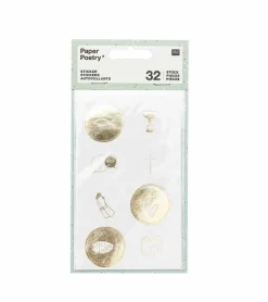 Rico Design Klistermærke Sæt, Symboler, hvid og guld* Servietter Og Pynt|Papirvarer