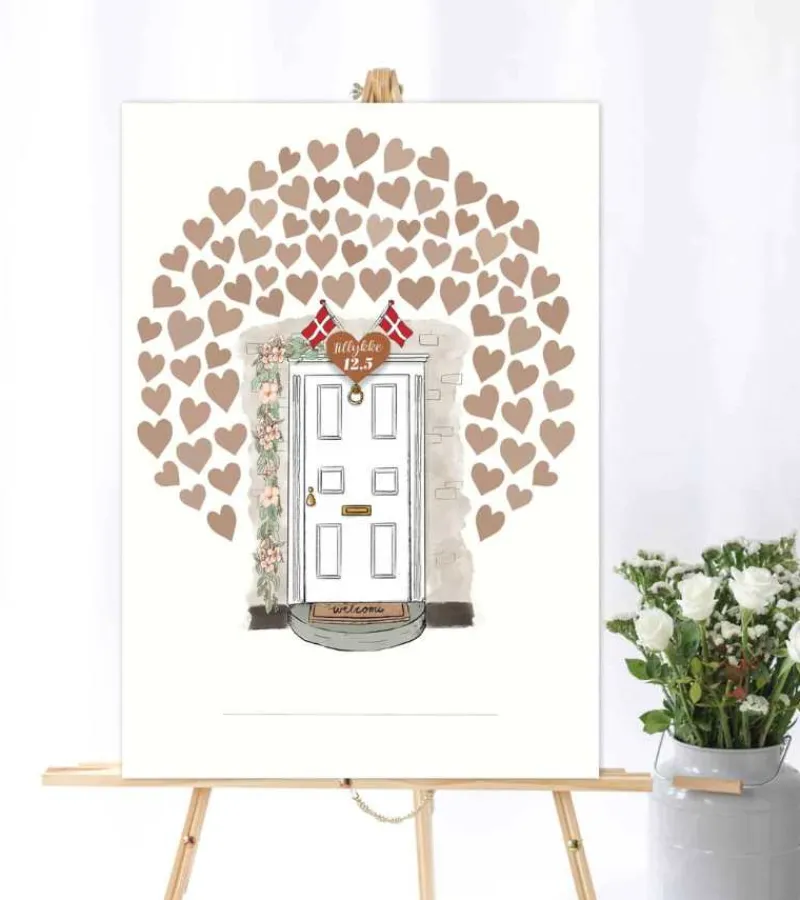 MouseAndPen Kobberbryllup – Gæsteplakat med hjerter og æresport* Bryllup|Gave-ideer