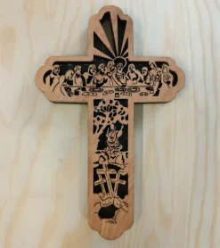 Bethlehem Star Olive Wood Kors i oliventræ, Den sidste nadver, 15 cm* Kors|Bolig