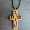Bethlehem Star Olive Wood Kors med snor, JESUS* Konfirmationshilsner|Kirker Og Foreninger