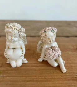 La Vida Lille engel med rosa blomsterhjerte* Kirkegården|Sorg-bearbejdning