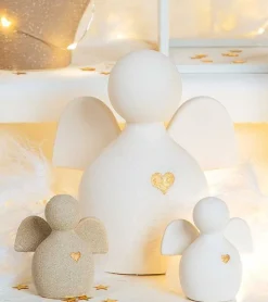 Gilde Lille Keramik Engel med hjerte, Hvid, 6 cm* Figurer & Skulpturer|Bolig