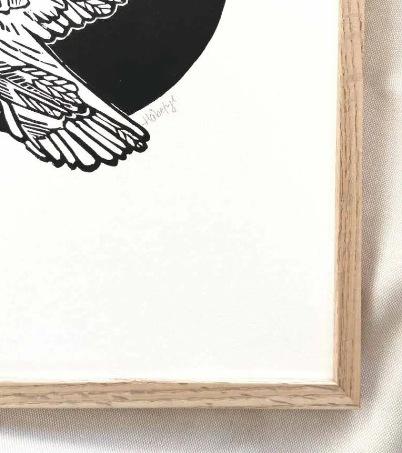 Inge Marie Kirketerp Hansen Linoleumstryk, Håbefugl, sort, A3 Plakat* Mors Dag|Gave-ideer