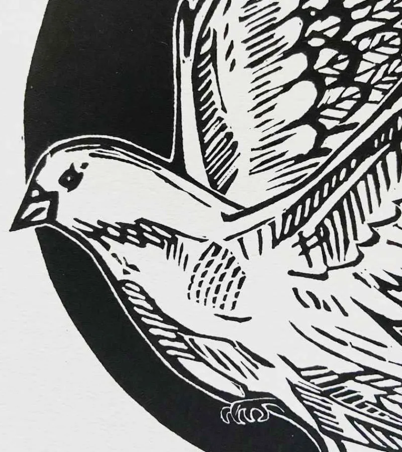 Inge Marie Kirketerp Hansen Linoleumstryk, Håbefugl, sort, A3 Plakat* Mors Dag|Gave-ideer
