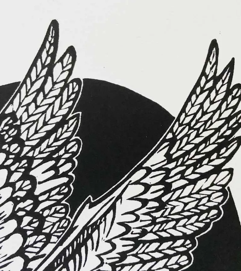 Inge Marie Kirketerp Hansen Linoleumstryk, Håbefugl, sort, A3 Plakat* Mors Dag|Gave-ideer