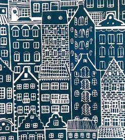 Inge Marie Kirketerp Hansen Linoleumstryk: I min faders hus er der mange boliger, A3 Plakat, Mørkeblå* Mors Dag|Gave-ideer