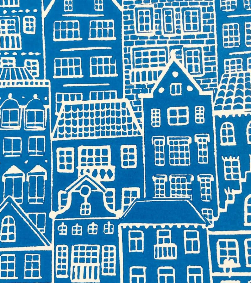 Inge Marie Kirketerp Hansen Linoleumstryk: I min faders hus er der mange boliger, A4 Plakat, Blå* Mors Dag|Gave-ideer