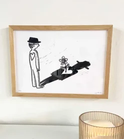 Inge Marie Kirketerp Hansen Linoleumstryk: Sorgblomst, A4 Plakat, Sort* Minde-ting|Sorg-bearbejdning