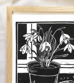 Inge Marie Kirketerp Hansen Linoleumstryk: Spiretid, A4 Plakat, Sort* Mors Dag|Gave-ideer