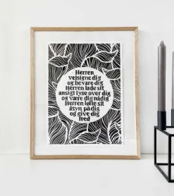 Inge Marie Kirketerp Hansen Linoleumstryk, Velsignelsen, A3 Plakat, Sort* Bryllup|Gave-ideer