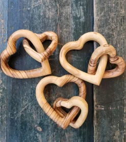 Bethlehem Star Olive Wood Mor og Barn hjerter i oliventræ* Kirker Og Foreninger|Mors Dag