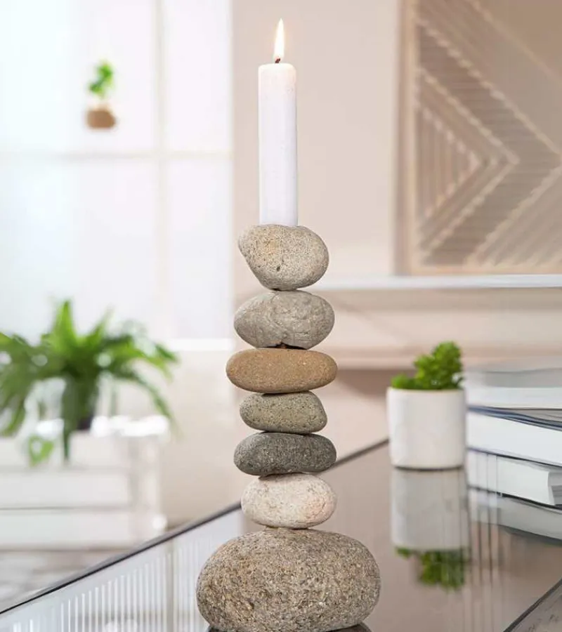 Gilde Naturlig stenstage til lys, 23 cm* Lys|Bolig