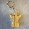 Bethlehem Star Olive Wood Nøglering med Engel i oliventræ* Kalendergaver|Jul
