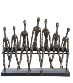 Gilde Skulptur: Familie med 5 børn på bænk* Gave-ideer|Figurer & Skulpturer