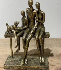 La Vida Skulptur Familie med et barn og hund* Figurer & Skulpturer|Bolig