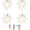 Herrnhuter Sæt a 4 Stjerner, Hvid, 13 cm LED, incl. adapter* Stjerner|Herrnhuter Stjerner