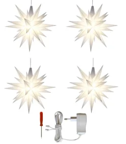 Herrnhuter Sæt a 4 Stjerner, Hvid, 13 cm LED, incl. adapter* Stjerner|Herrnhuter Stjerner