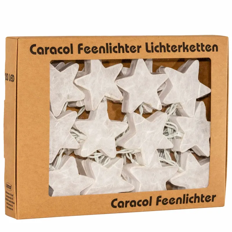 Caracol STJERNER, LED Lyskæde med 20 lys, Hvid*Børn Gave-ideer|Barnedåb