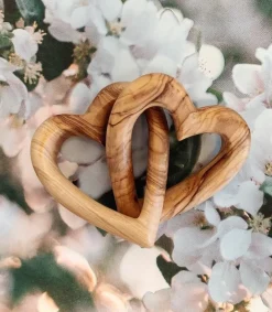 Bethlehem Star Olive Wood To hjerter i oliventræ, stor* Gave-ideer|Kirker Og Foreninger