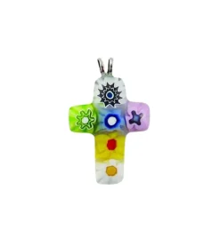 Maria Laach Vedhæng, Kors, flerfarvet, Murano-glas* Halskæder|Smykker